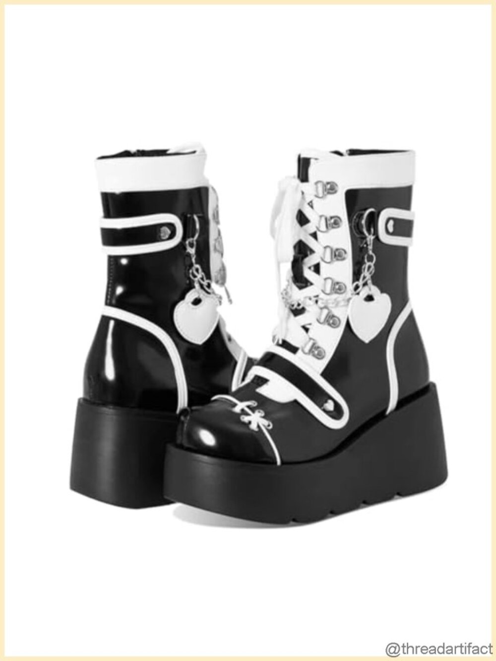 Goth Platform Boots Chunky High Heel Lace Up Punk Motorcycle Combat